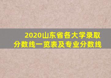 2020山东省各大学录取分数线一览表及专业分数线