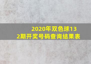 2020年双色球132期开奖号码查询结果表