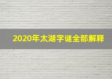 2020年太湖字谜全部解释