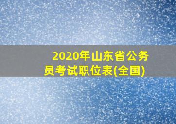 2020年山东省公务员考试职位表(全国)