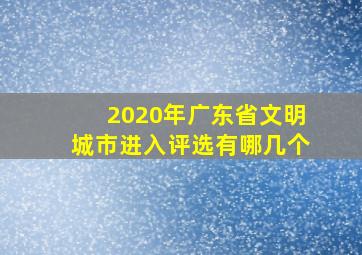 2020年广东省文明城市进入评选有哪几个