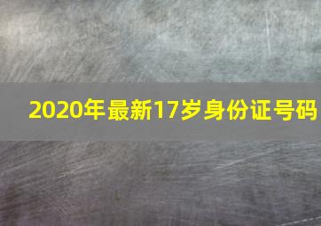 2020年最新17岁身份证号码