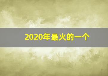 2020年最火的一个