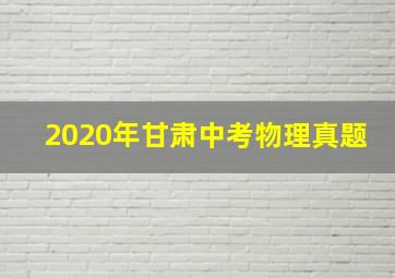 2020年甘肃中考物理真题