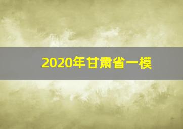 2020年甘肃省一模