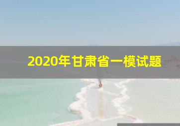 2020年甘肃省一模试题