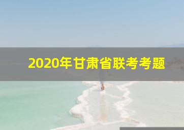 2020年甘肃省联考考题