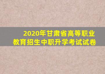 2020年甘肃省高等职业教育招生中职升学考试试卷