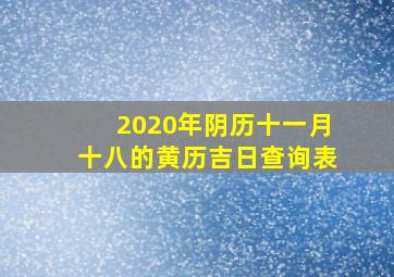 2020年阴历十一月十八的黄历吉日查询表