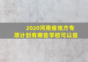 2020河南省地方专项计划有哪些学校可以报