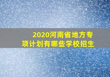 2020河南省地方专项计划有哪些学校招生