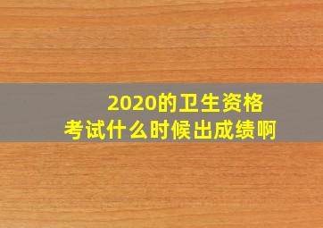 2020的卫生资格考试什么时候出成绩啊