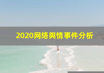 2020网络舆情事件分析