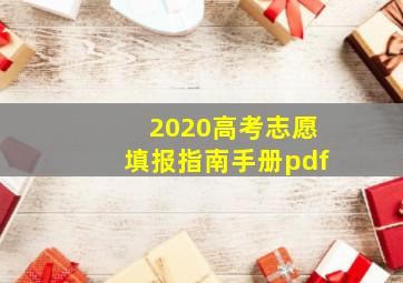 2020高考志愿填报指南手册pdf