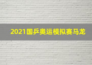 2021国乒奥运模拟赛马龙