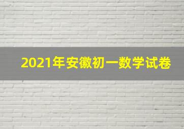 2021年安徽初一数学试卷