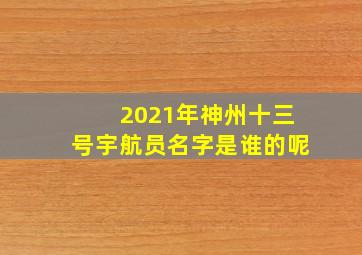 2021年神州十三号宇航员名字是谁的呢