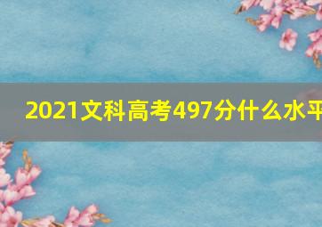 2021文科高考497分什么水平