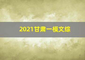 2021甘肃一模文综