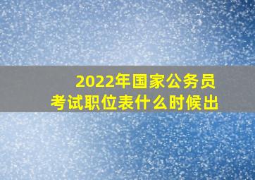 2022年国家公务员考试职位表什么时候出