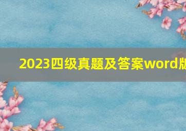 2023四级真题及答案word版