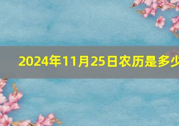 2024年11月25日农历是多少