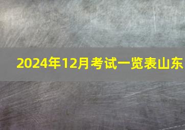 2024年12月考试一览表山东