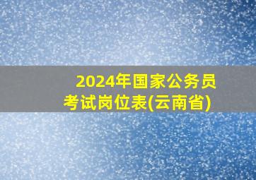 2024年国家公务员考试岗位表(云南省)