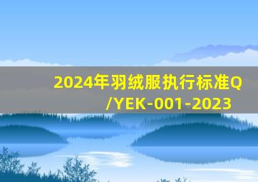 2024年羽绒服执行标准Q/YEK-001-2023