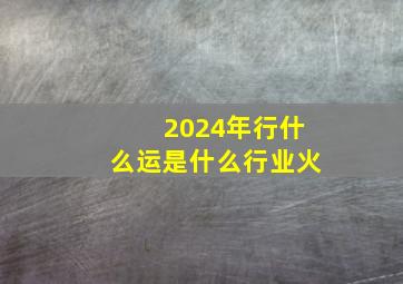 2024年行什么运是什么行业火