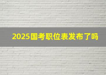 2025国考职位表发布了吗