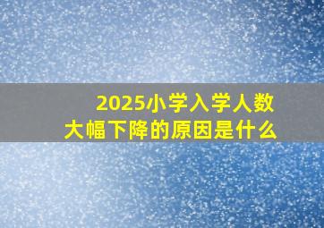 2025小学入学人数大幅下降的原因是什么