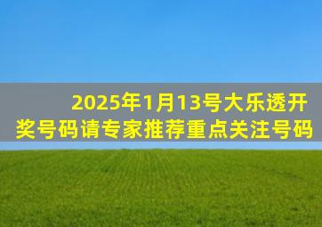 2025年1月13号大乐透开奖号码请专家推荐重点关注号码