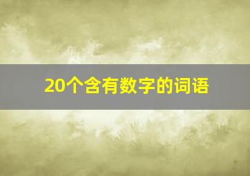 20个含有数字的词语