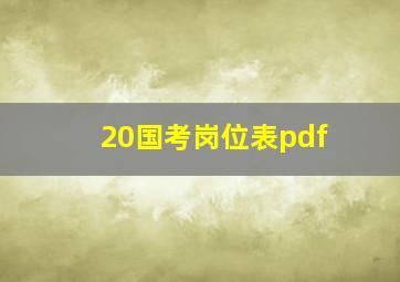 20国考岗位表pdf