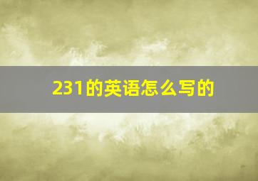 231的英语怎么写的