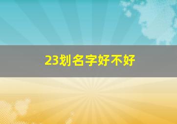 23划名字好不好