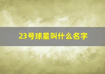 23号球星叫什么名字