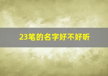 23笔的名字好不好听