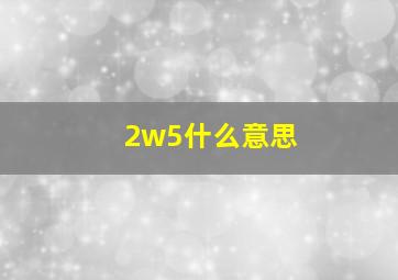 2w5什么意思