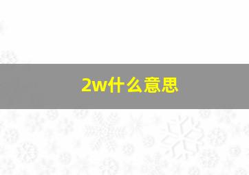 2w什么意思