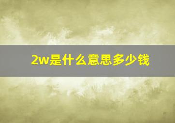 2w是什么意思多少钱