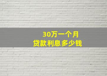 30万一个月贷款利息多少钱