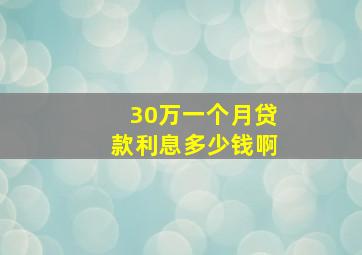 30万一个月贷款利息多少钱啊