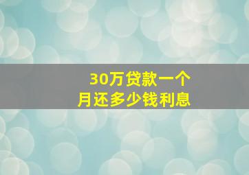 30万贷款一个月还多少钱利息