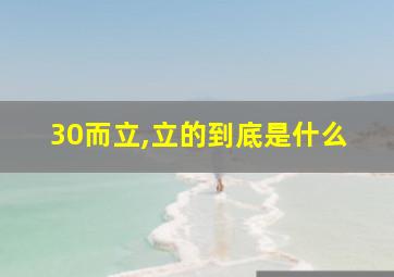 30而立,立的到底是什么