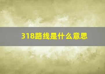 318路线是什么意思