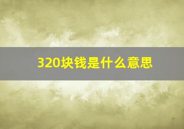 320块钱是什么意思