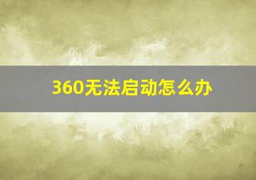 360无法启动怎么办