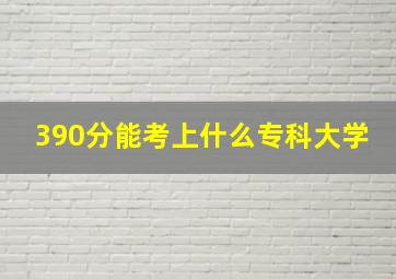 390分能考上什么专科大学